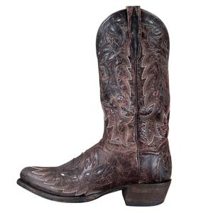 Dan Post Mens Size 8.5 D Western Boots Chocolate Rocket Inlay Square Toe Trucker